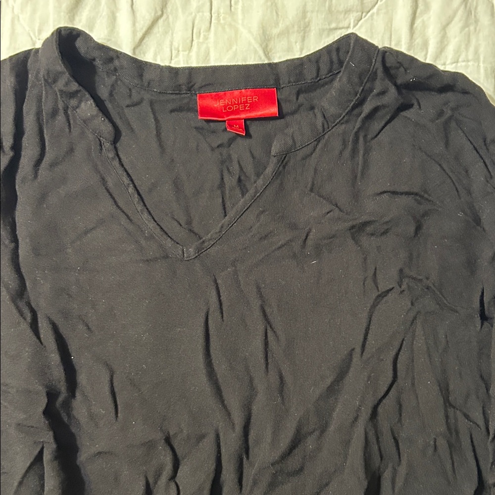 Jennifer Lopez Black V-Neck Shirt